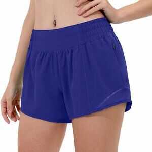 Periwinkle Purple High Waist Athletic Shorts for Women, Plus Size Running Workou